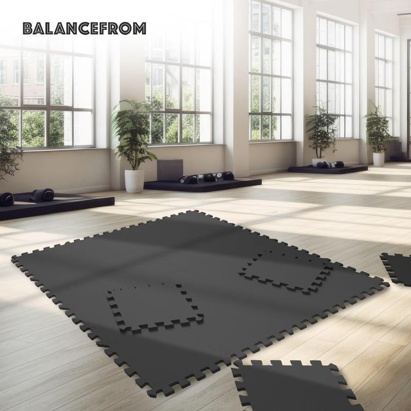 Balancefrom Fitness Interlocking EVA Foam Exercise Mat Tiles, 1/2In Thick