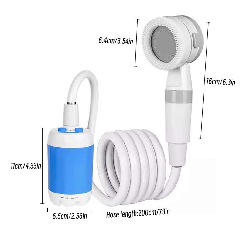 Portable Outdoor Shower Head, Battery Powered Handheld Camping Shower Head, Compact Water Pumping Shower Tool for Outdoor Camping, Camping Essentials, Travel Accessory