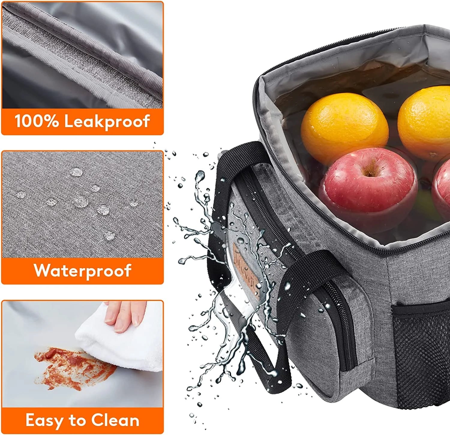 Large Soft Cooler Lunch Bag, Insulated Lunch Box, Cooling Tote for Adult, Men, Women, Picnic, Hiking, Beach, Leakproof, Waterproof, Lightweight, 12-Can (8.5L), Gray