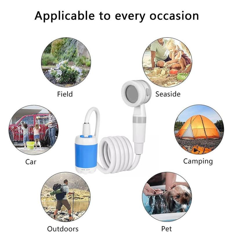 Portable Outdoor Shower Head, Battery Powered Handheld Camping Shower Head, Compact Water Pumping Shower Tool for Outdoor Camping, Camping Essentials, Travel Accessory