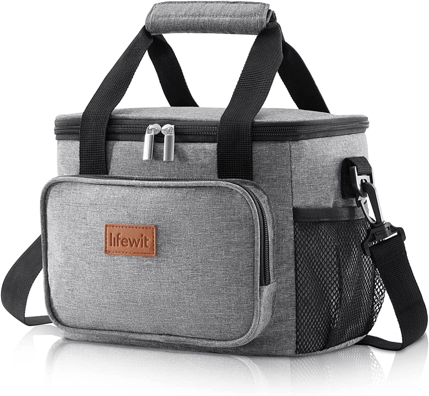 Large Soft Cooler Lunch Bag, Insulated Lunch Box, Cooling Tote for Adult, Men, Women, Picnic, Hiking, Beach, Leakproof, Waterproof, Lightweight, 12-Can (8.5L), Gray