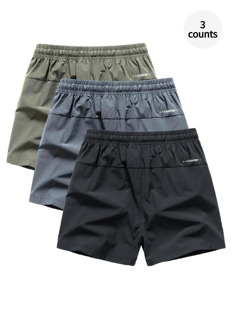 Men'S Solid Drawstring Waist Sports Shorts, Loose Quick Drying Breathable Sports Bottoms, Summer Athletic Running Shorts, Zipper Pocket Design Sports Gym Clothes