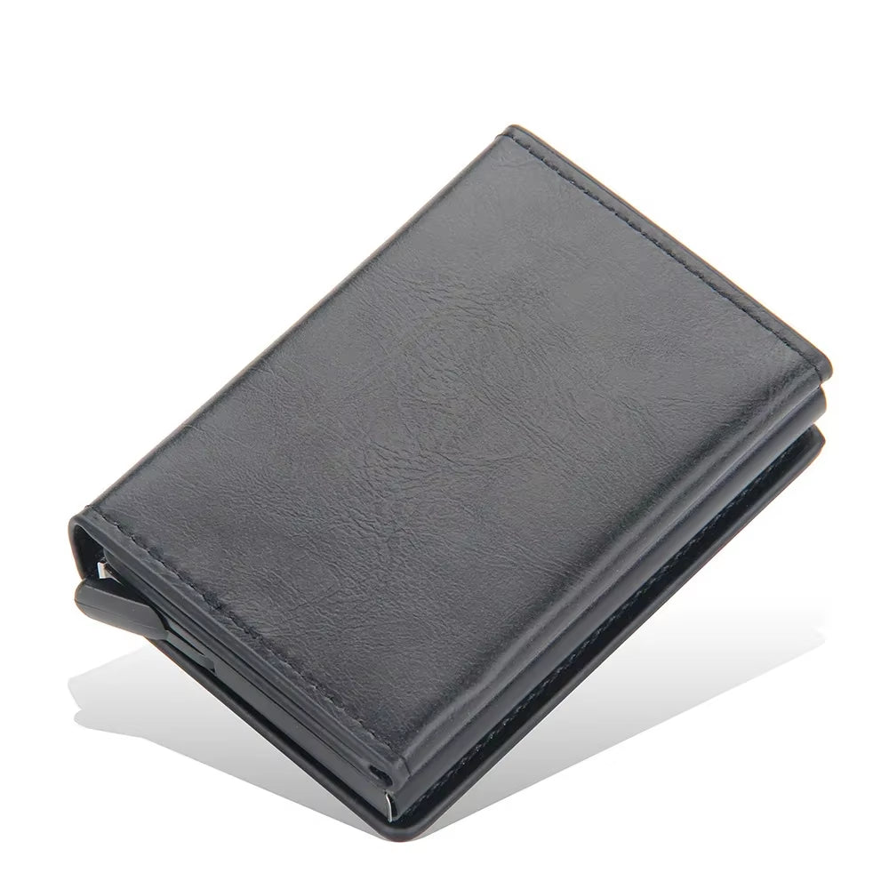 RFID Blocking Credit Card Holder for Men Short Automatic Pop-Up Aluminum Small Wallet Male Purse ID Card Case