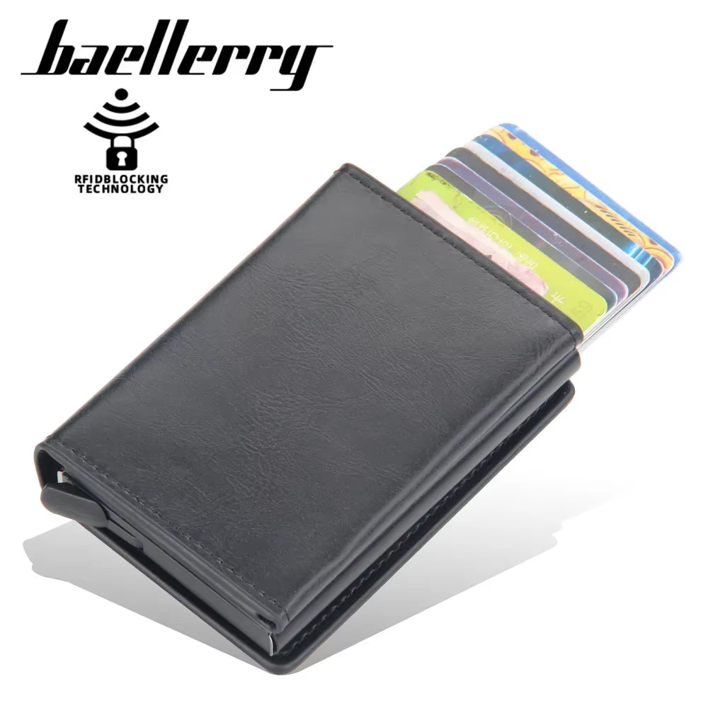 RFID Blocking Credit Card Holder for Men Short Automatic Pop-Up Aluminum Small Wallet Male Purse ID Card Case
