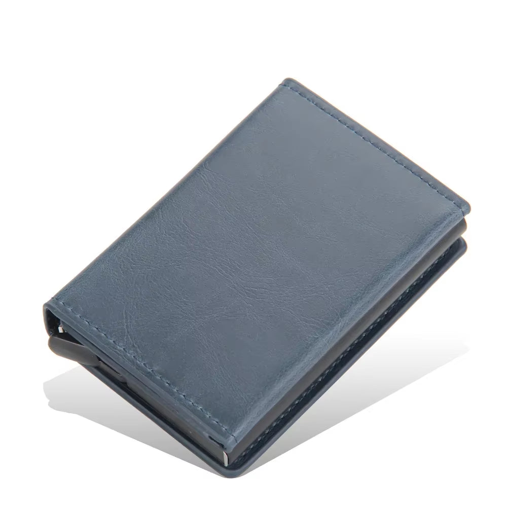 RFID Blocking Credit Card Holder for Men Short Automatic Pop-Up Aluminum Small Wallet Male Purse ID Card Case